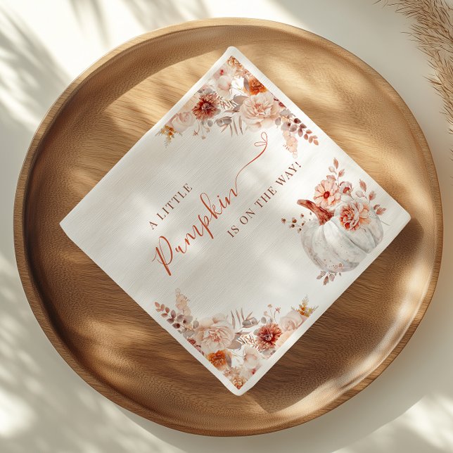 Little Pumpkin Fall Floral Baby Shower Napkin (Creator Uploaded)