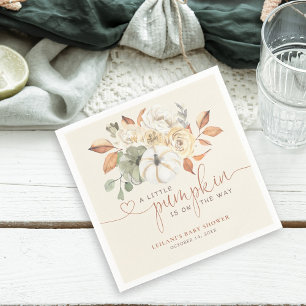 Little Pumpkin Fall Floral Baby Shower Napkin
