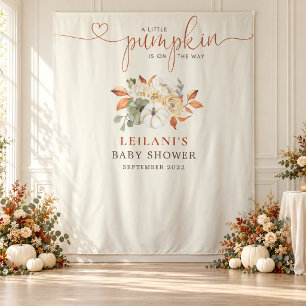Little Pumpkin Fall Floral Baby Shower Welcome Tapestry