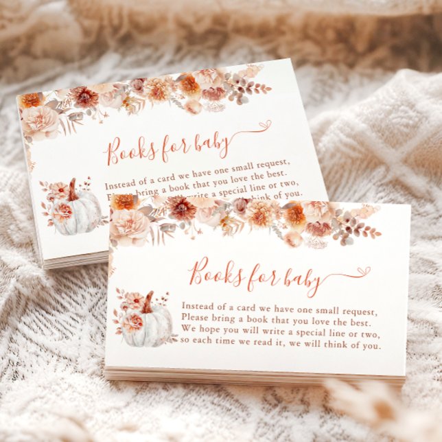 Little Pumpkin Fall Floral Books for Baby Enclosure Card (Creator Uploaded)