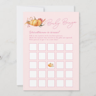 Little Pumpkin Fall Floral Shower Baby Bingo Card