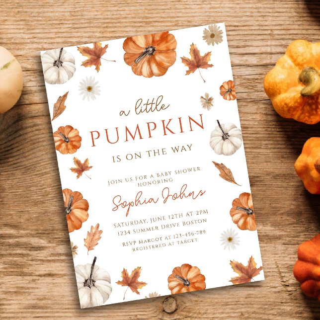 Little Pumpkin fall Gender Neutral Baby Shower Inv Invitation (Creator Uploaded)