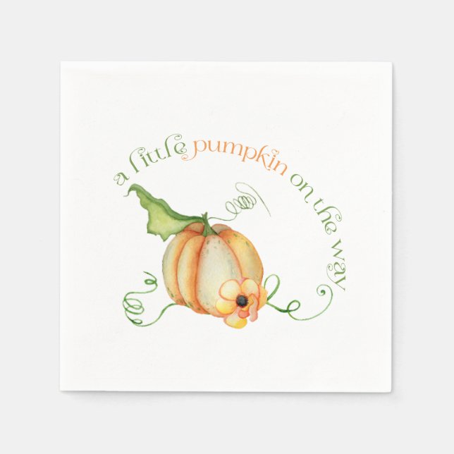 Little Pumpkin Fall Gender Neutral Baby Shower Napkin (Front)
