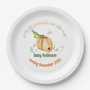 Little Pumpkin Fall Gender Neutral Baby Shower Paper Plate