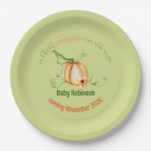Little Pumpkin Fall Gender Neutral Baby Shower Paper Plate