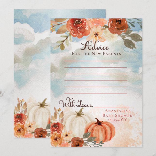 Little Pumpkin | Fall Girl Baby Shower Advice Invitation (Front/Back)