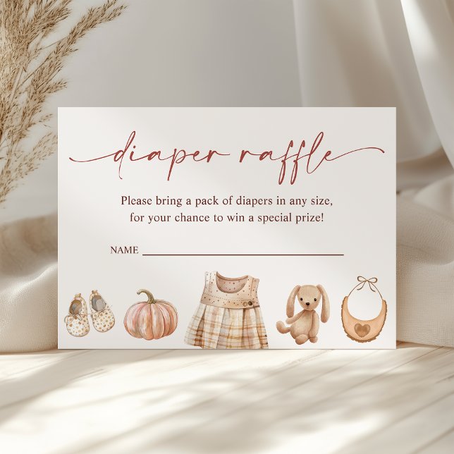 Little Pumpkin Fall Girl Baby Shower Diaper Raffle Enclosure Card (Creator Uploaded)