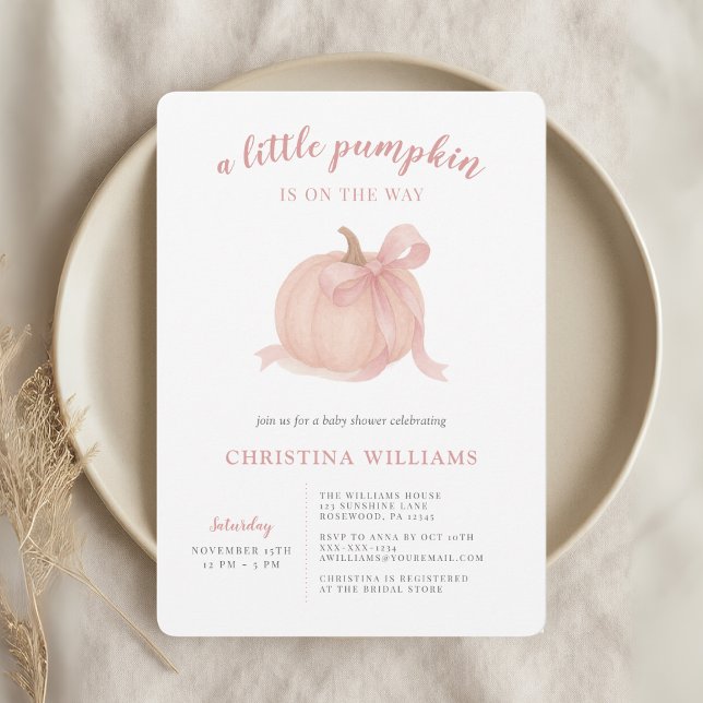 Little Pumpkin Fall Girl Baby Shower Invitation (Creator Uploaded)