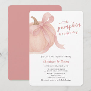 Little Pumpkin Fall Girl Baby Shower Invitation