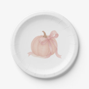 Little Pumpkin Fall Girl Baby Shower Paper Plate
