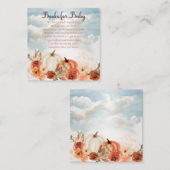 Little Pumpkin | Fall Girl Books for Baby Shower Enclosure Card (Front/Back)