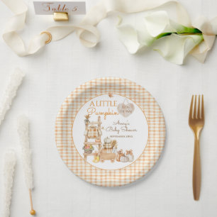 Little Pumpkin Fall Locally Grown Baby Shower Paper Plate