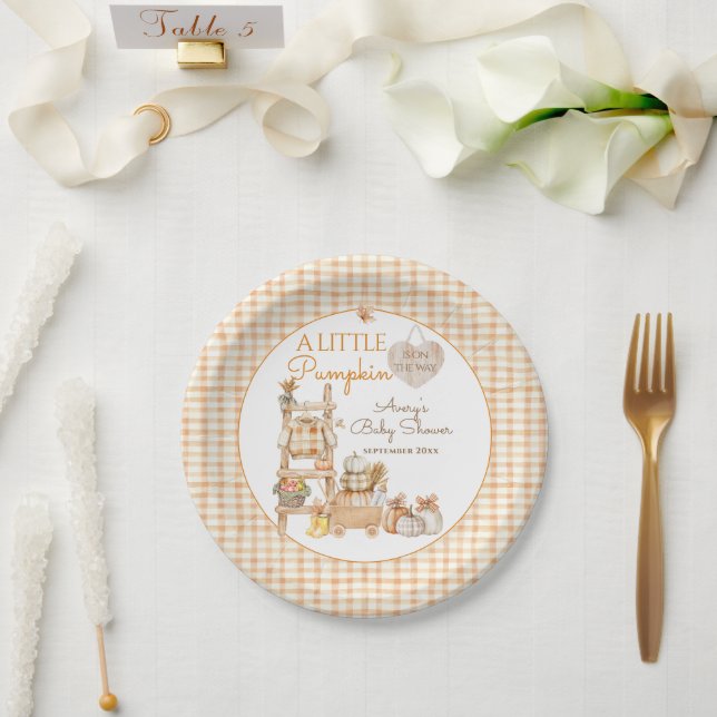 Little Pumpkin Fall Locally Grown Baby Shower Paper Plate (Wedding)