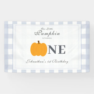 Little Pumpkin Fall Pastel Blue First Birthday  Banner