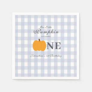 Little Pumpkin Fall Pastel Blue First Birthday  Napkin