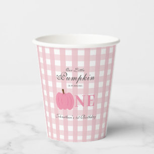 Little Pumpkin Fall Pastel Pink First Birthday  Paper Cups