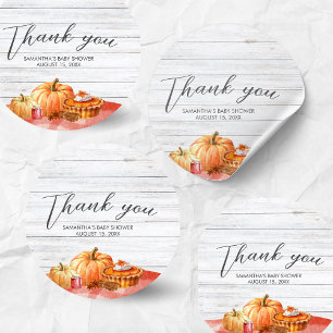 Little Pumpkin Fall Picnic Baby Shower Classic Round Sticker