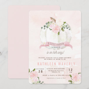 Little Pumpkin Fall Pink Baby Shower Invitation