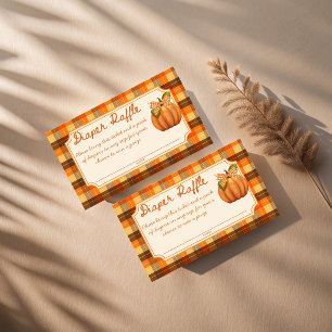 Little pumpkin fall plaid diaper raffle enclosure card