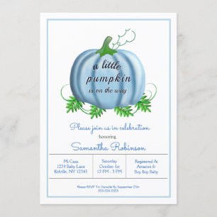 Little Pumpkin Fall Pumpkin Baby Boy Baby Shower Invitation
