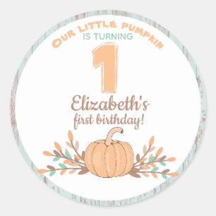 Little Pumpkin Fall Rustic 1st Birthday Classic Round Sticker