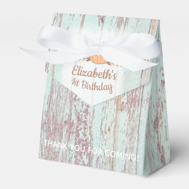 Little Pumpkin Fall Rustic 1st Birthday Favour Box (Front Side)