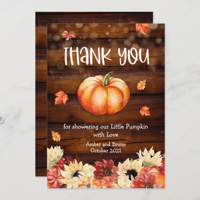 Little Pumpkin Fall Thank You Card (Front/Back)