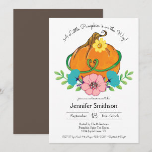 Little Pumpkin Fall Theme Baby Shower Invitations