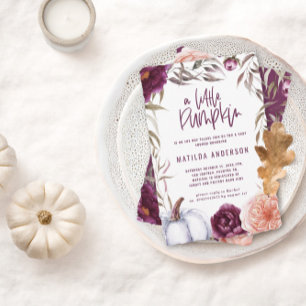 Little pumpkin fall watercolor floral baby shower