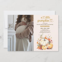 Little pumpkin fall watercolor floral baby shower
