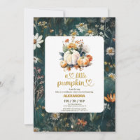 Little pumpkin fall watercolor floral baby shower