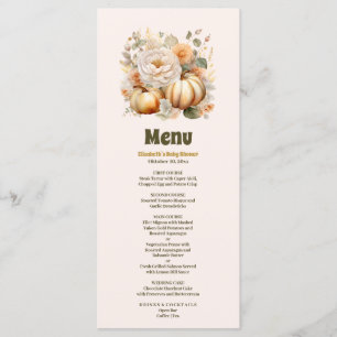 Little pumpkin fall watercolor floral baby shower menu