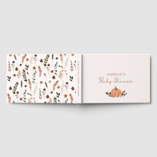 Little Pumpkin Fall Wildflower Pattern Baby Shower Guest Book