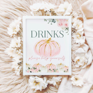 Little Pumpkin First Birthday Drinks Bar Sign