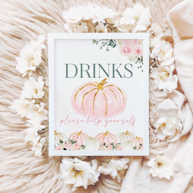 Little Pumpkin First Birthday Drinks Bar Sign (Creator Uploaded)