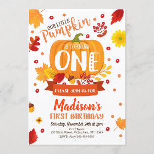 Little Pumpkin First Birthday Invitation