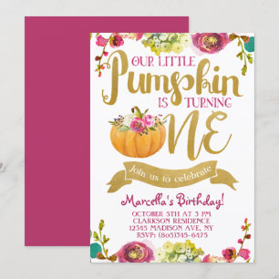 Little Pumpkin First Birthday Invitation