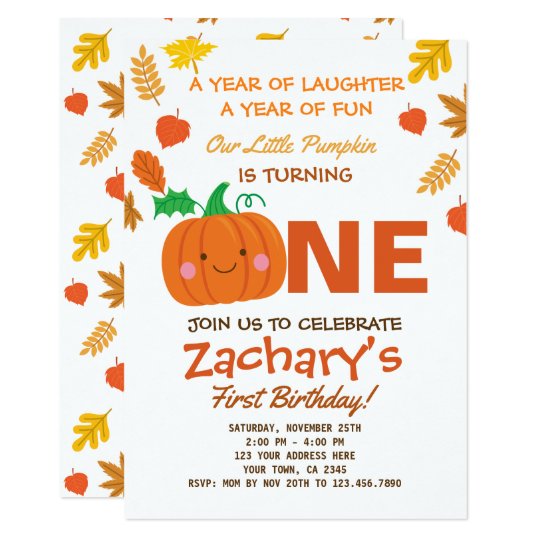 Little Pumpkin First Birthday Invitation