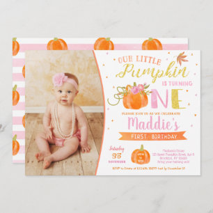 Little Pumpkin First Birthday Invitations Fall