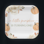 Little Pumpkin First Birthday Paper Plate<br><div class="desc">Introducing our Little Pumpkin First Birthday Paper Plates, perfect for adding a festive touch to your child's autumn-themed celebration. Featuring an adorable pumpkin design and warm fall colours, these durable paper plates are both practical and stylish. Ideal for serving cake and snacks, they enhance your party decor and ensure your...</div>