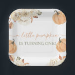 Little Pumpkin First Birthday Paper Plate<br><div class="desc">Introducing our Little Pumpkin First Birthday Paper Plates, perfect for adding a festive touch to your child's autumn-themed celebration. Featuring an adorable pumpkin design and warm fall colours, these durable paper plates are both practical and stylish. Ideal for serving cake and snacks, they enhance your party decor and ensure your...</div>