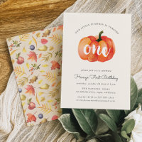 Little Pumpkin First Birthday Party Invitation