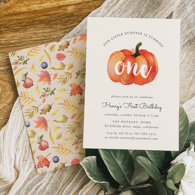 Little Pumpkin First Birthday Party Invitation (Creator Uploaded)
