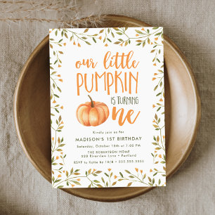 Little Pumpkin First Birthday Party Invitation