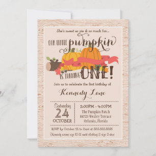 Little Pumpkin First Birthday Party Neutral Invitation