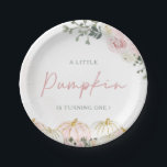 Little Pumpkin First Birthday Party Paper Plate<br><div class="desc">Celebrate your little one's first birthday with our **Little Pumpkin First Birthday Party Paper Plates**. These charming plates are adorned with adorable pumpkin graphics and festive colours, perfect for a fall-themed birthday party. Designed to match your "Little Pumpkin" theme, they add a touch of whimsy and seasonal cheer to your...</div>