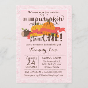 Little Pumpkin First Birthday Party Pink Invitation