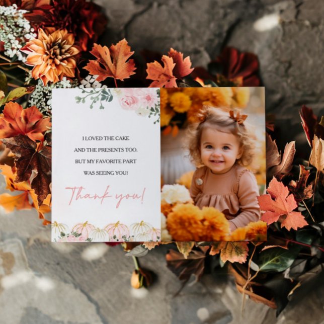 Little Pumpkin First Birthday Party Thank You Card (Creator Uploaded)