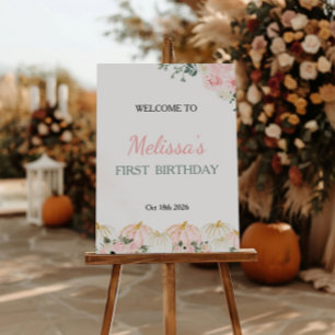 Little Pumpkin First Birthday Party Welcome Sign