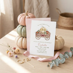 Little Pumpkin First Birthday, Pink Fall Girl Invitation